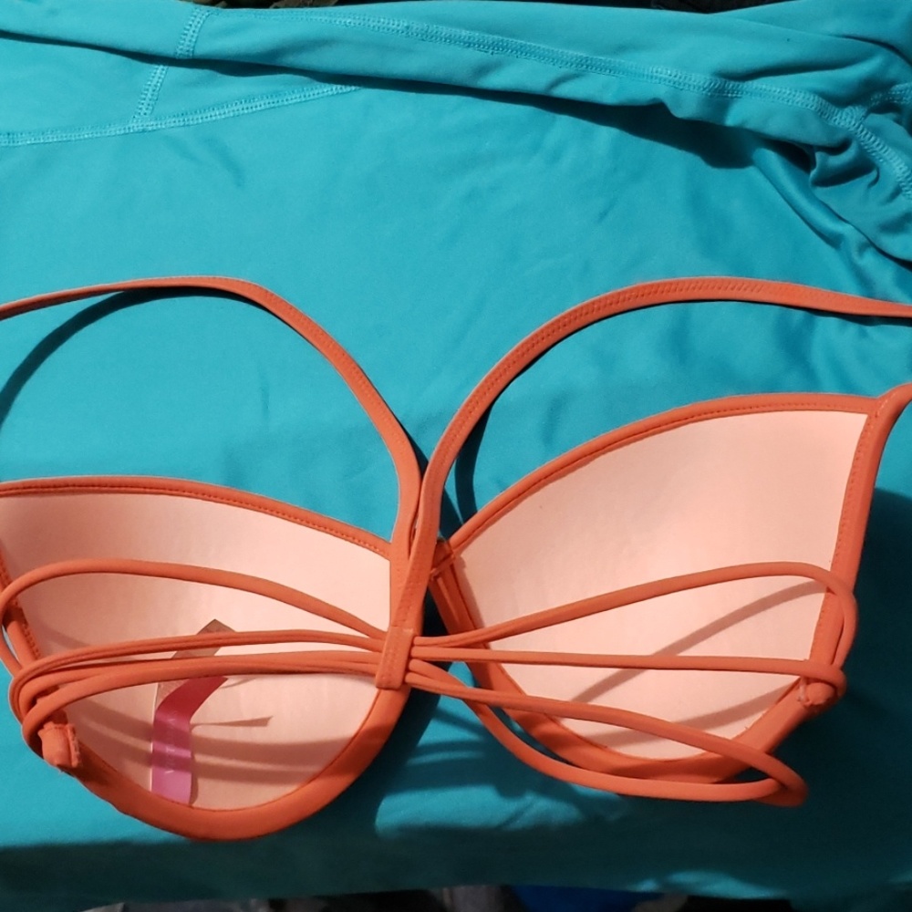 VICTORIAS SECRET WOMEN'S CORAL STRAPPY BIKINI TOP - Picture 6 of 8